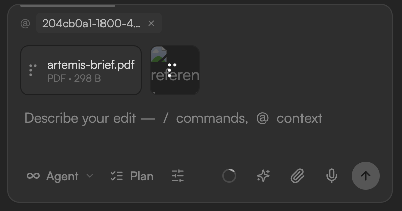 Composer with a PDF and an image attached