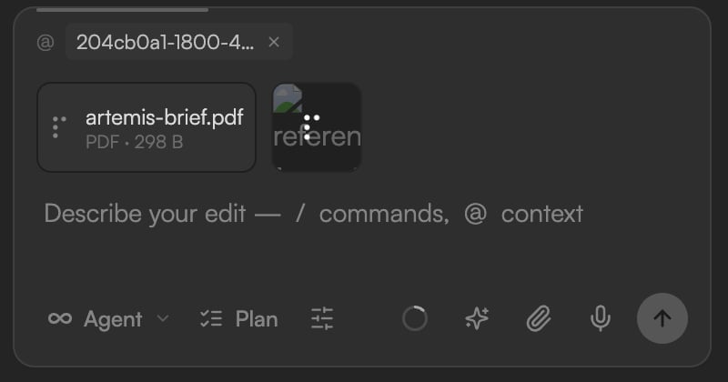 Composer with a PDF and an image attached