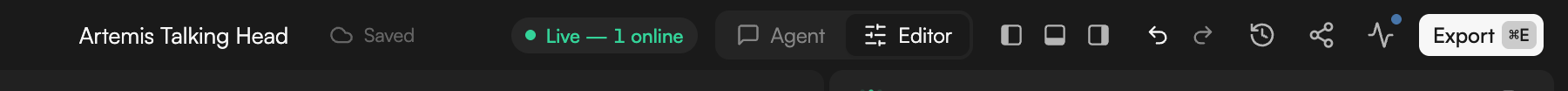Top bar with the Live — 2 online pill and two collaborator avatars