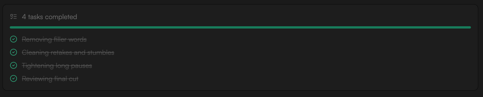 A workflow run in the chat with its task list and an approval checkpoint