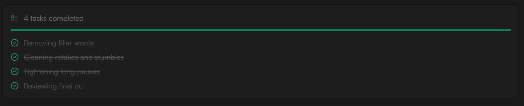 A workflow run in the chat with its task list and an approval checkpoint