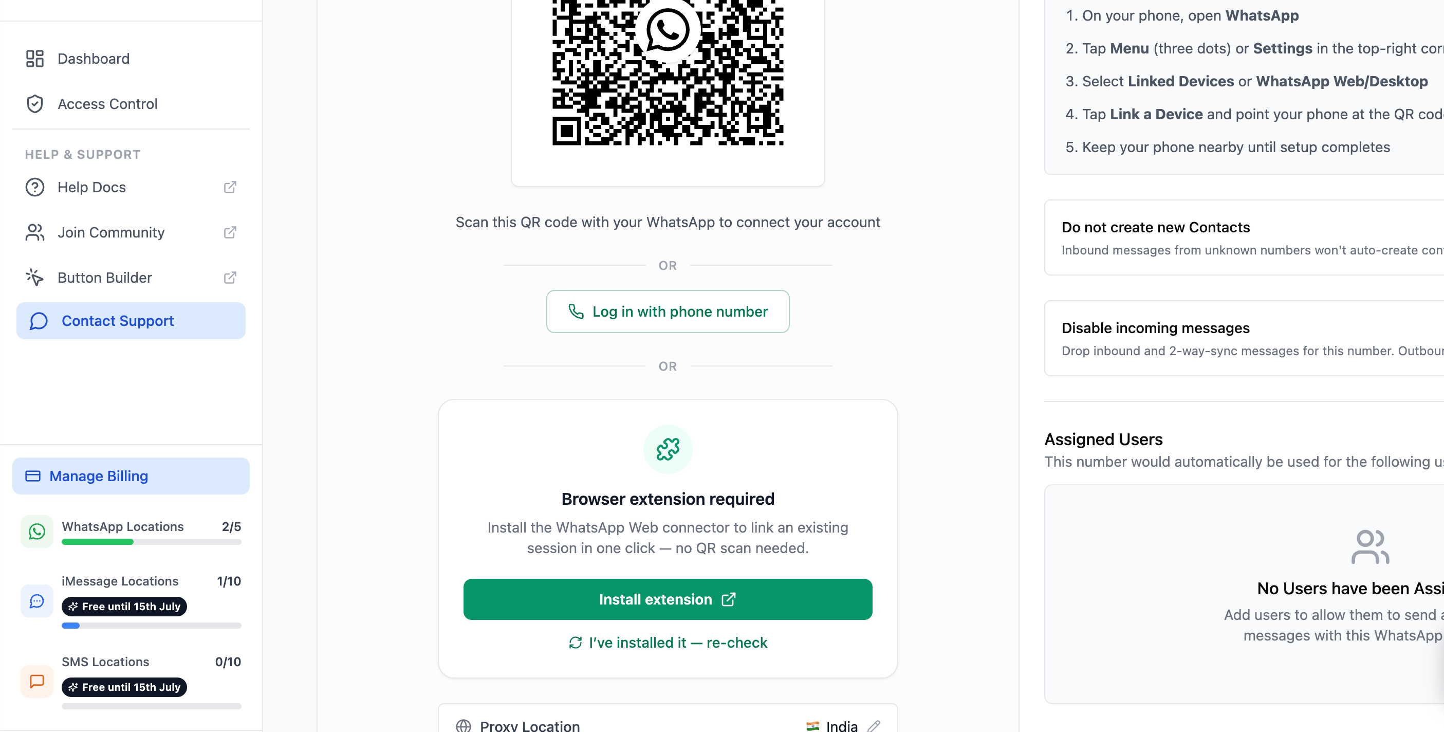 The Browser extension required panel with the Install extension button