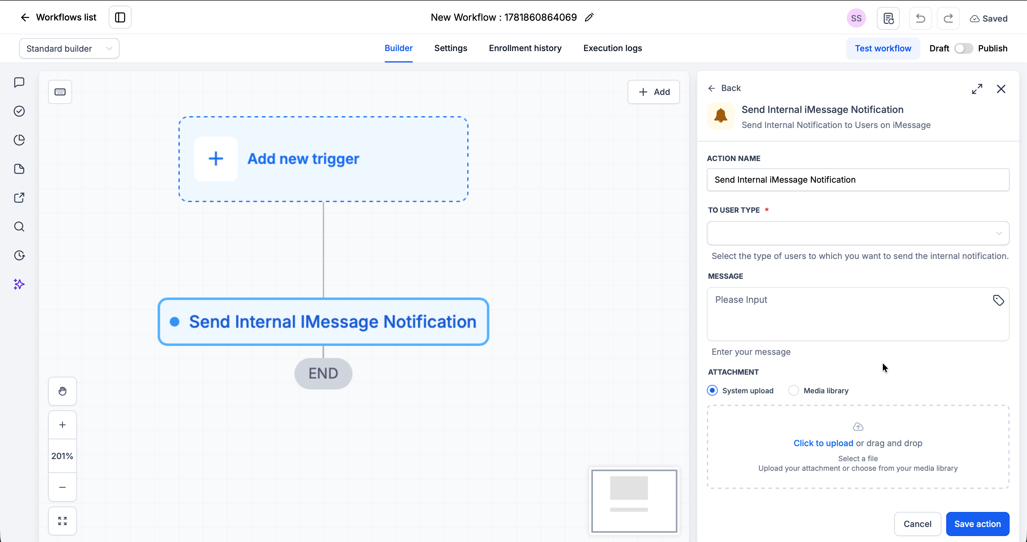 Send Internal iMessage Notification