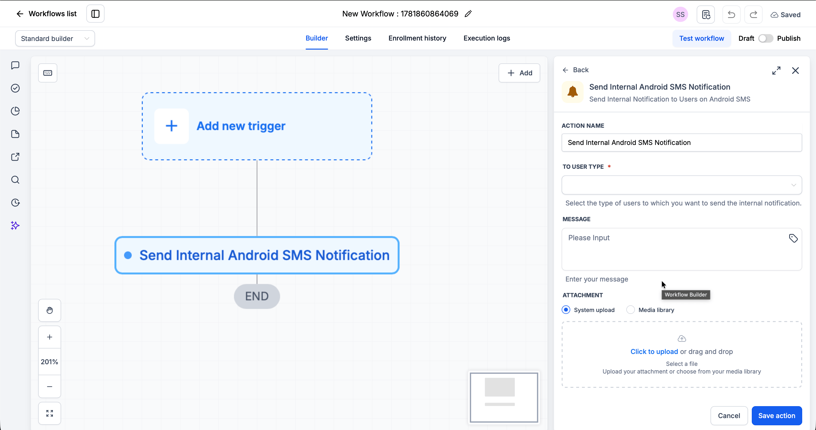 Send Internal Android SMS Notification