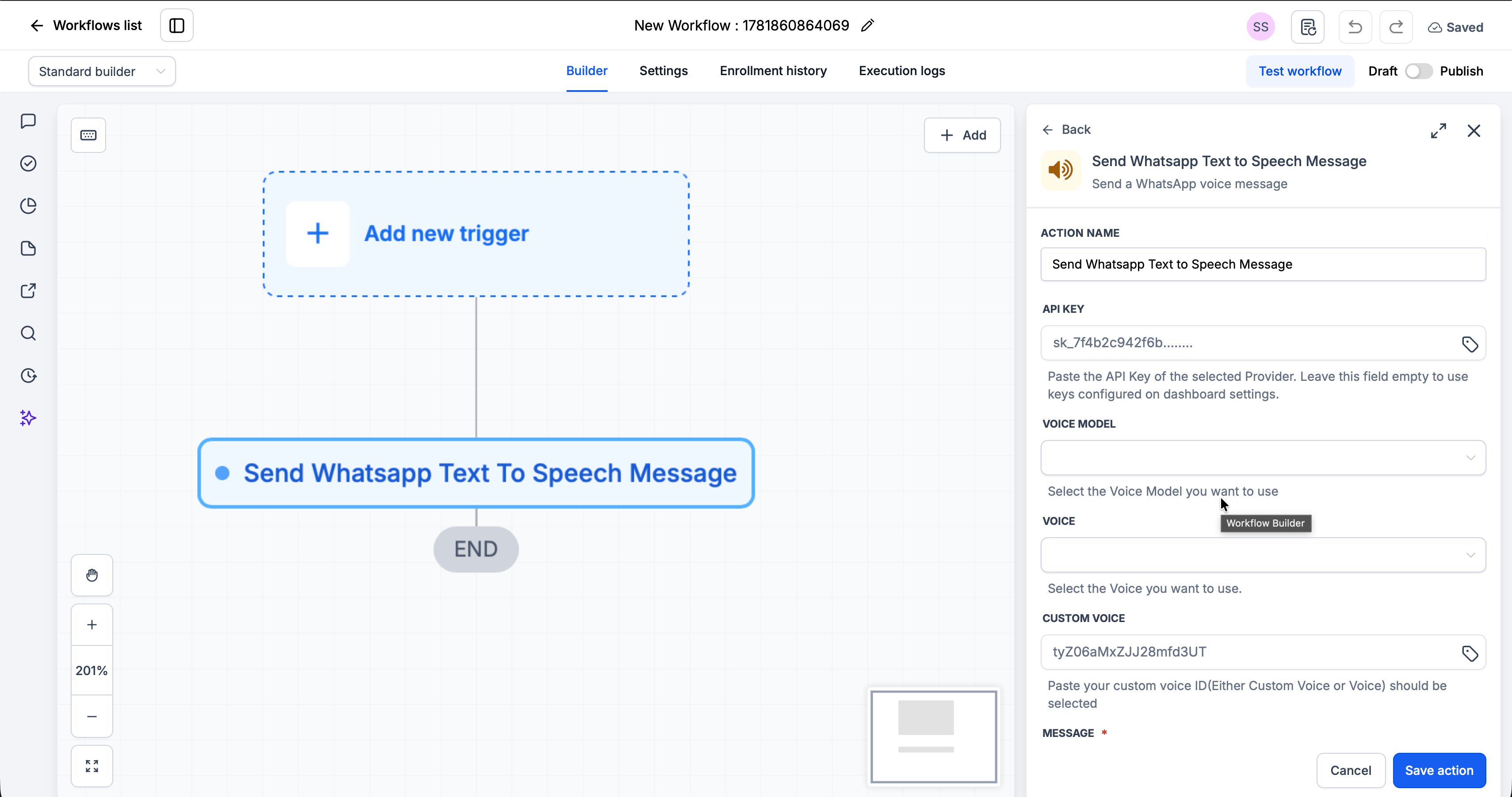 Send WhatsApp Text to Speech Message