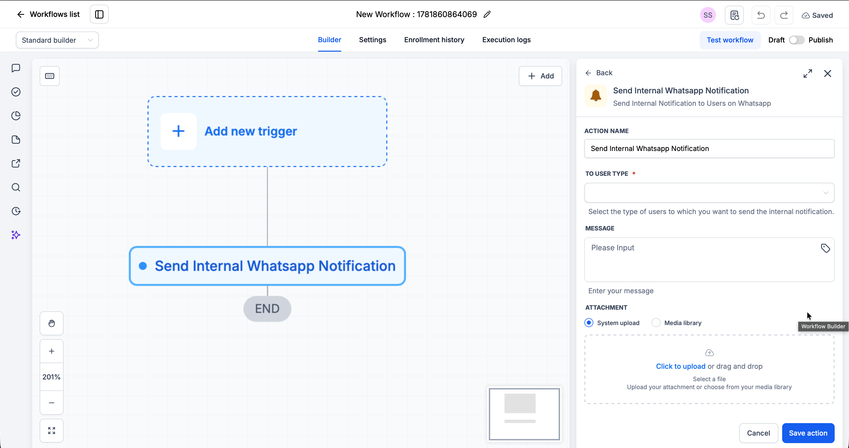 Send Internal WhatsApp Notification