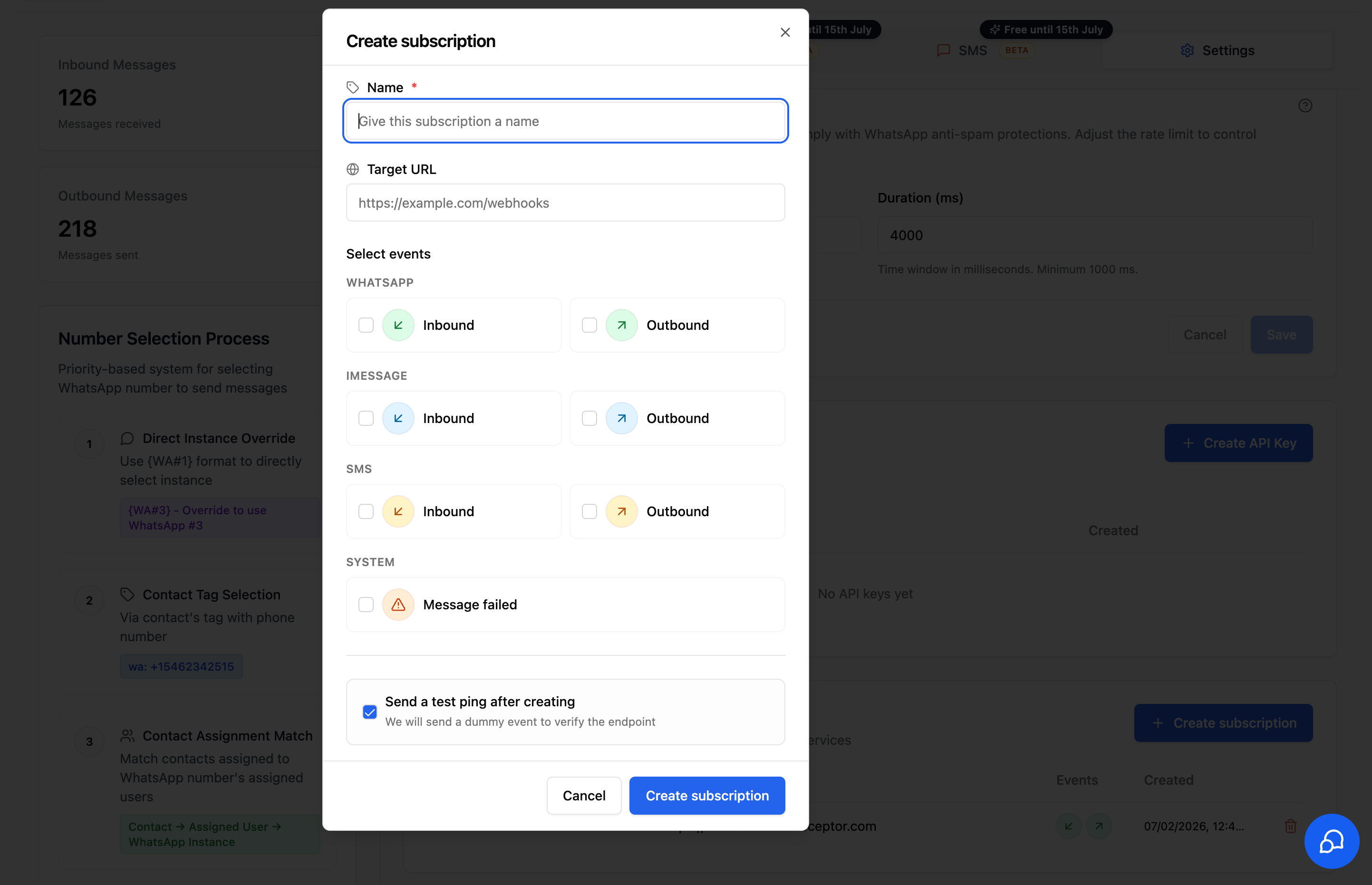 Create webhook subscription