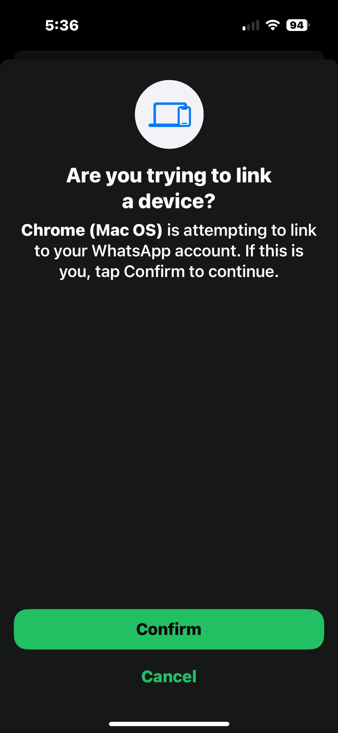 WhatsApp confirms the linked device