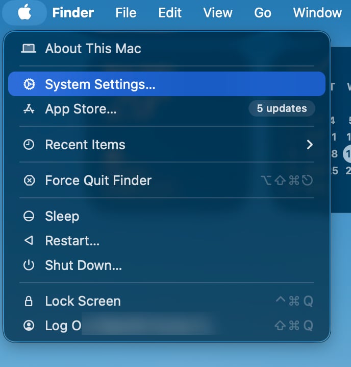 Open System Settings from the Apple menu