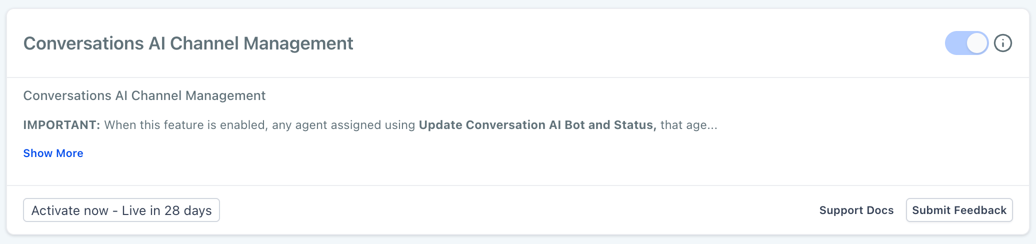 Enable Conversations AI Channel Management in Labs
