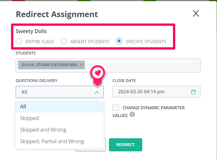 Click Redirect.