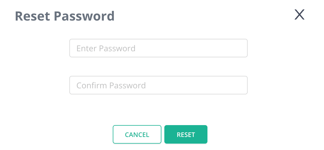 Reset Password text fields.