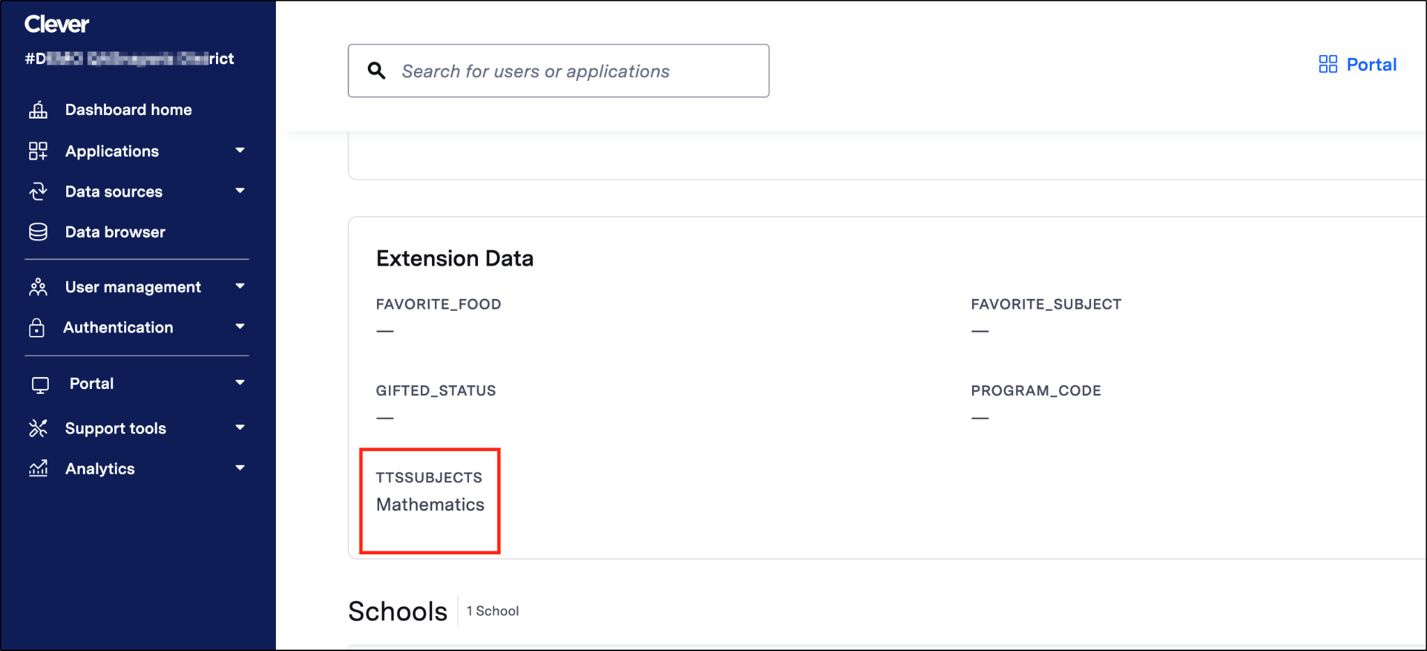 Clever student extension field configuration for subject-level TTS