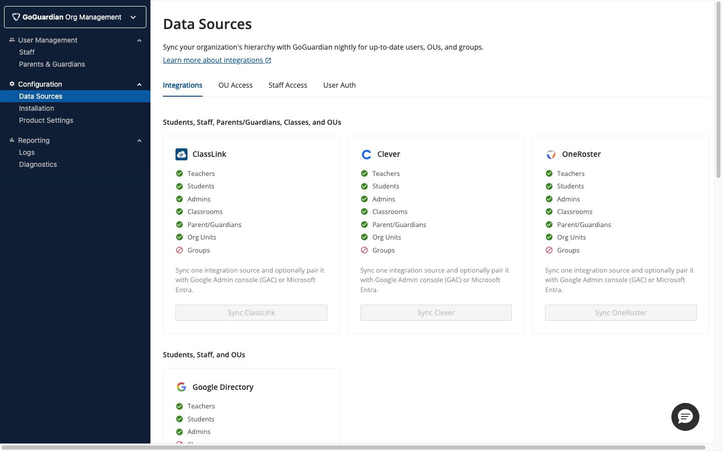 Step 1 — Open OU Settings in Org Management