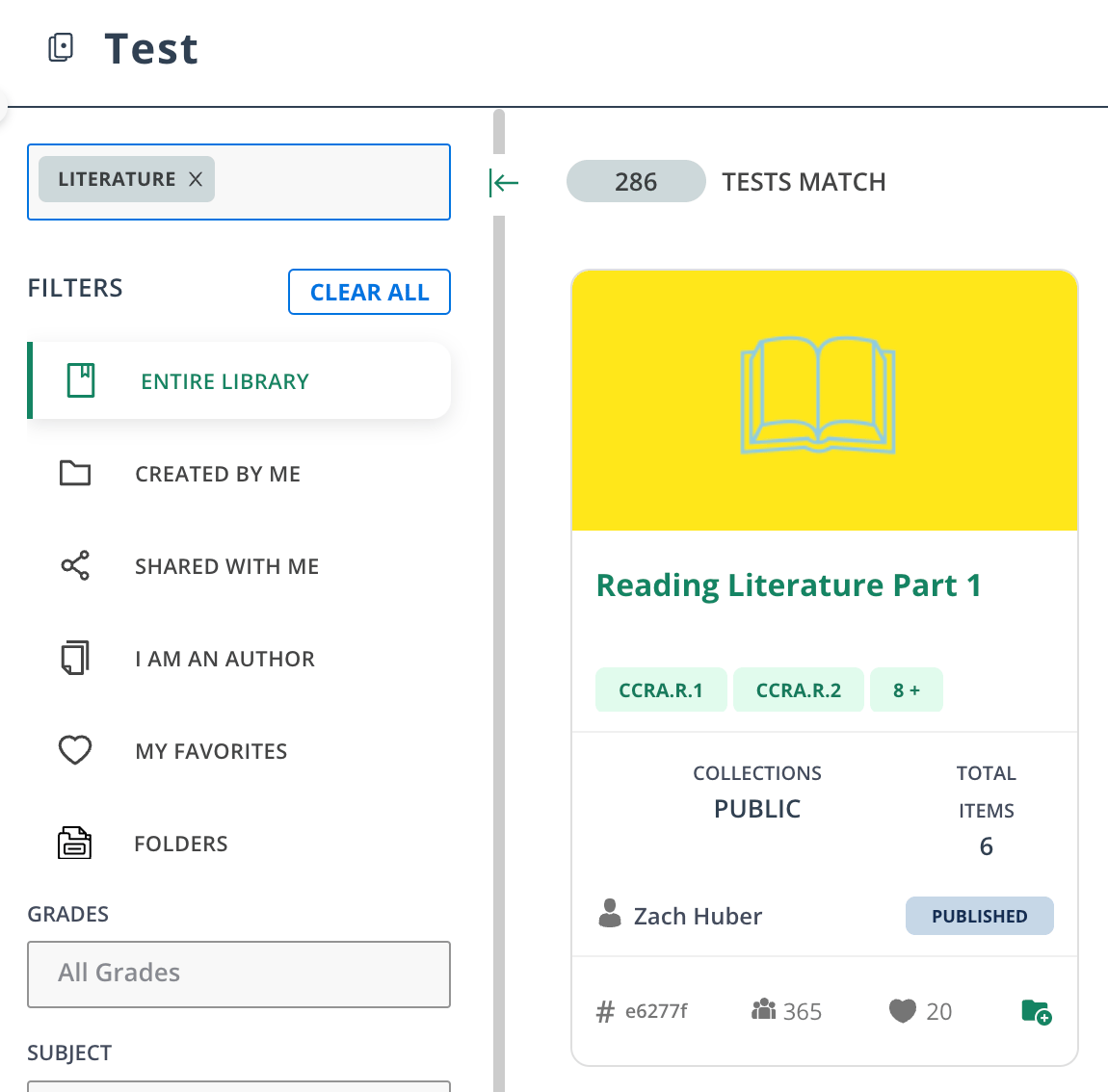 Example of keyword search with the word "literature".