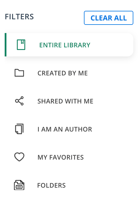 A view of Filters options.