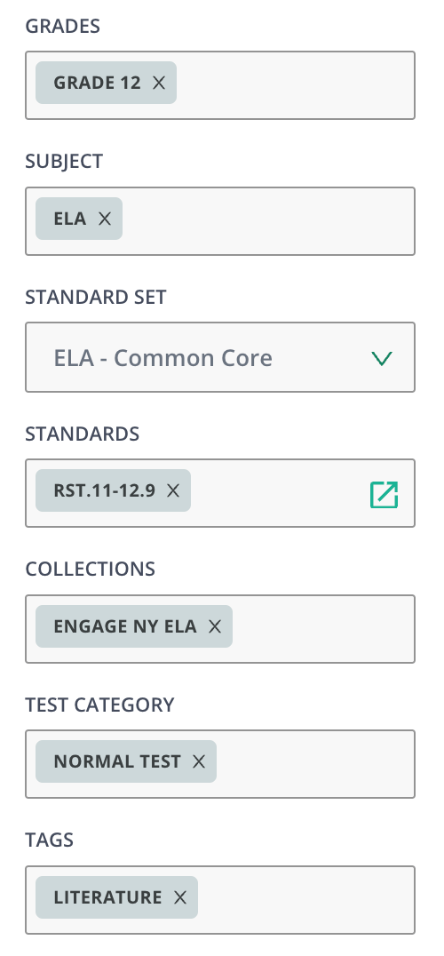 A view of additional filter options.