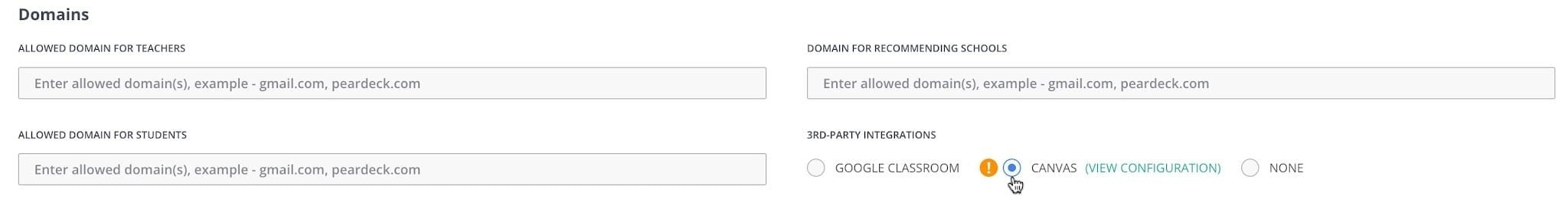 Select Canvas under 3rd Party Integrations, then click View Configuration.