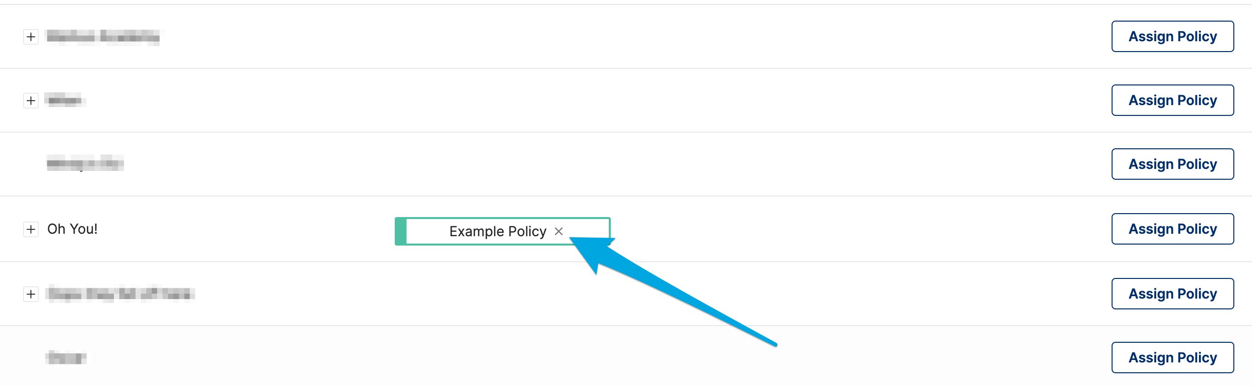 A Policy applied to an OU demonstrating the X button used to remove a Policy