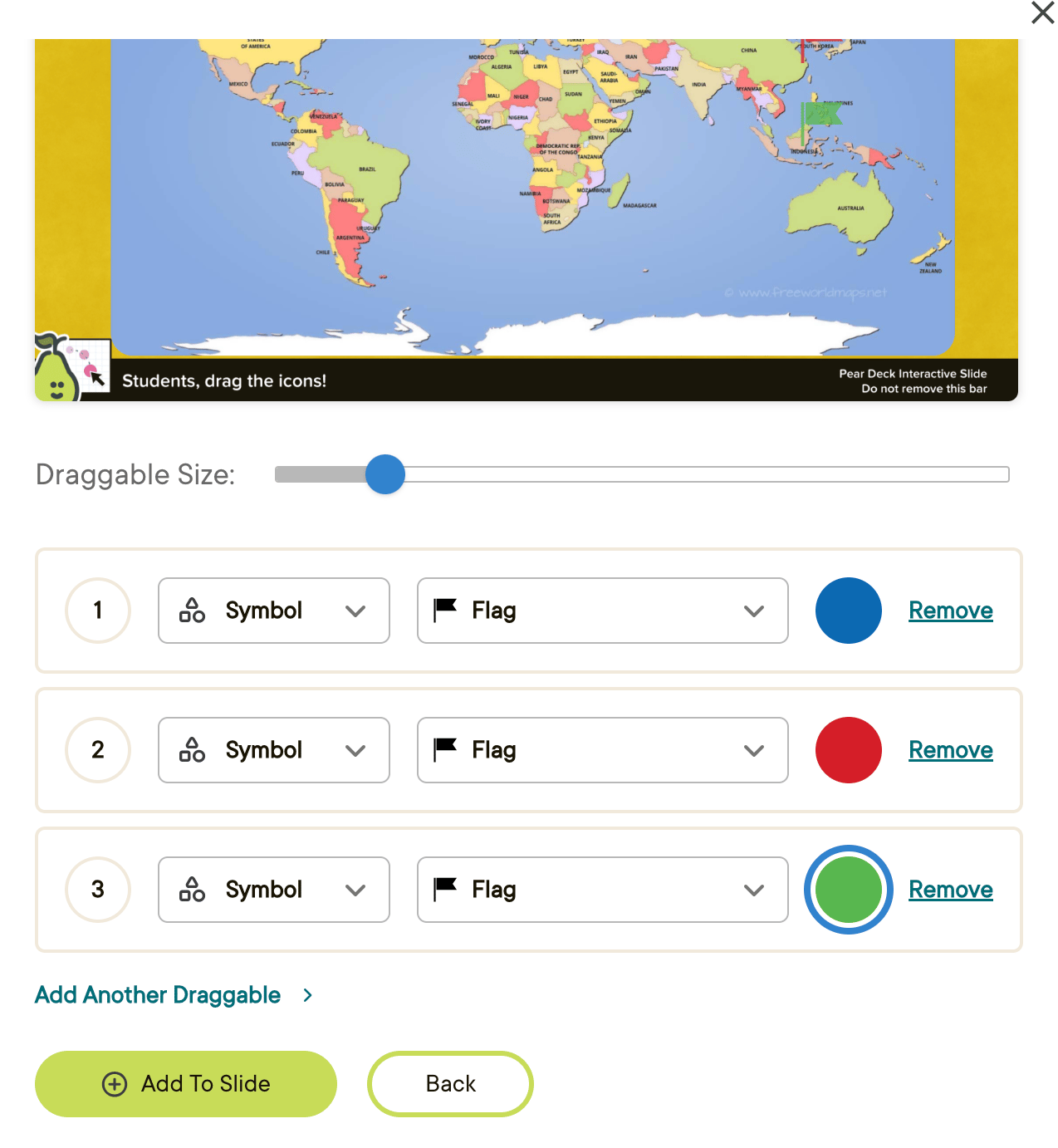 Gslides editor, create draggable slide, red arrows