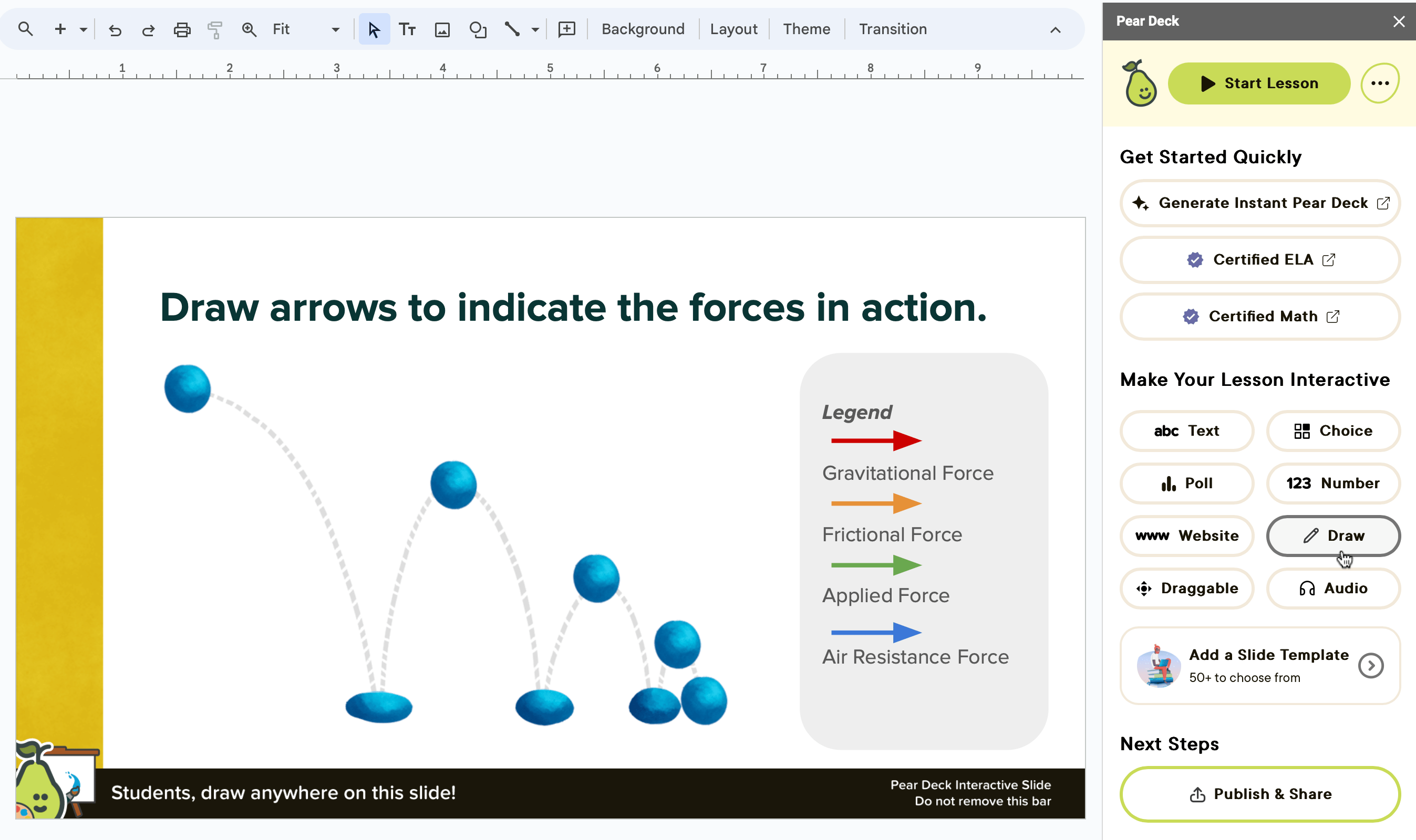 Gslides editor, create drawing slide
