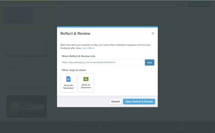 Reflect & review modal