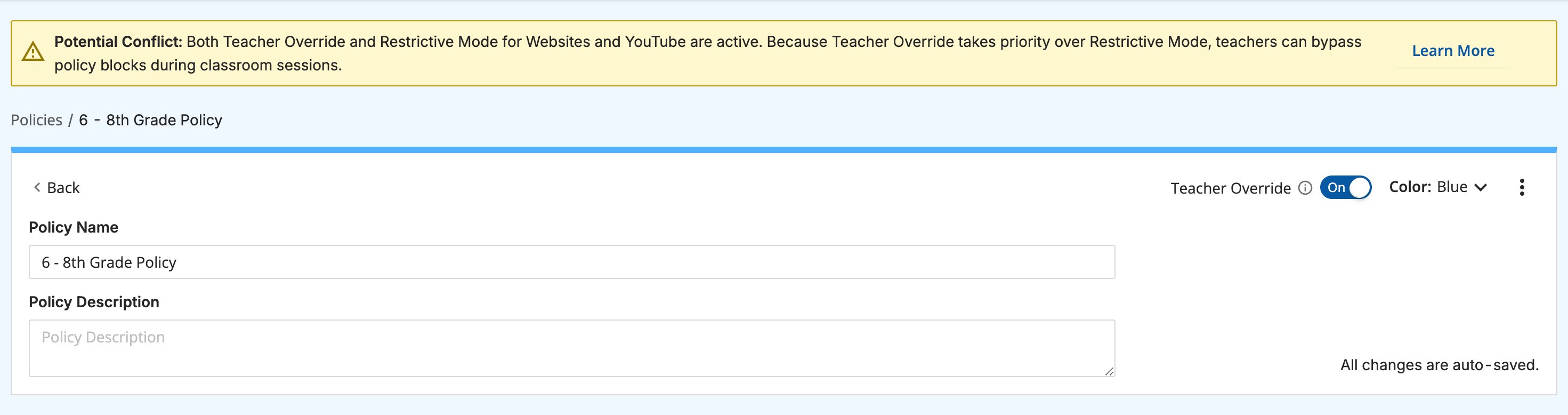 Review Override Activity in Admin