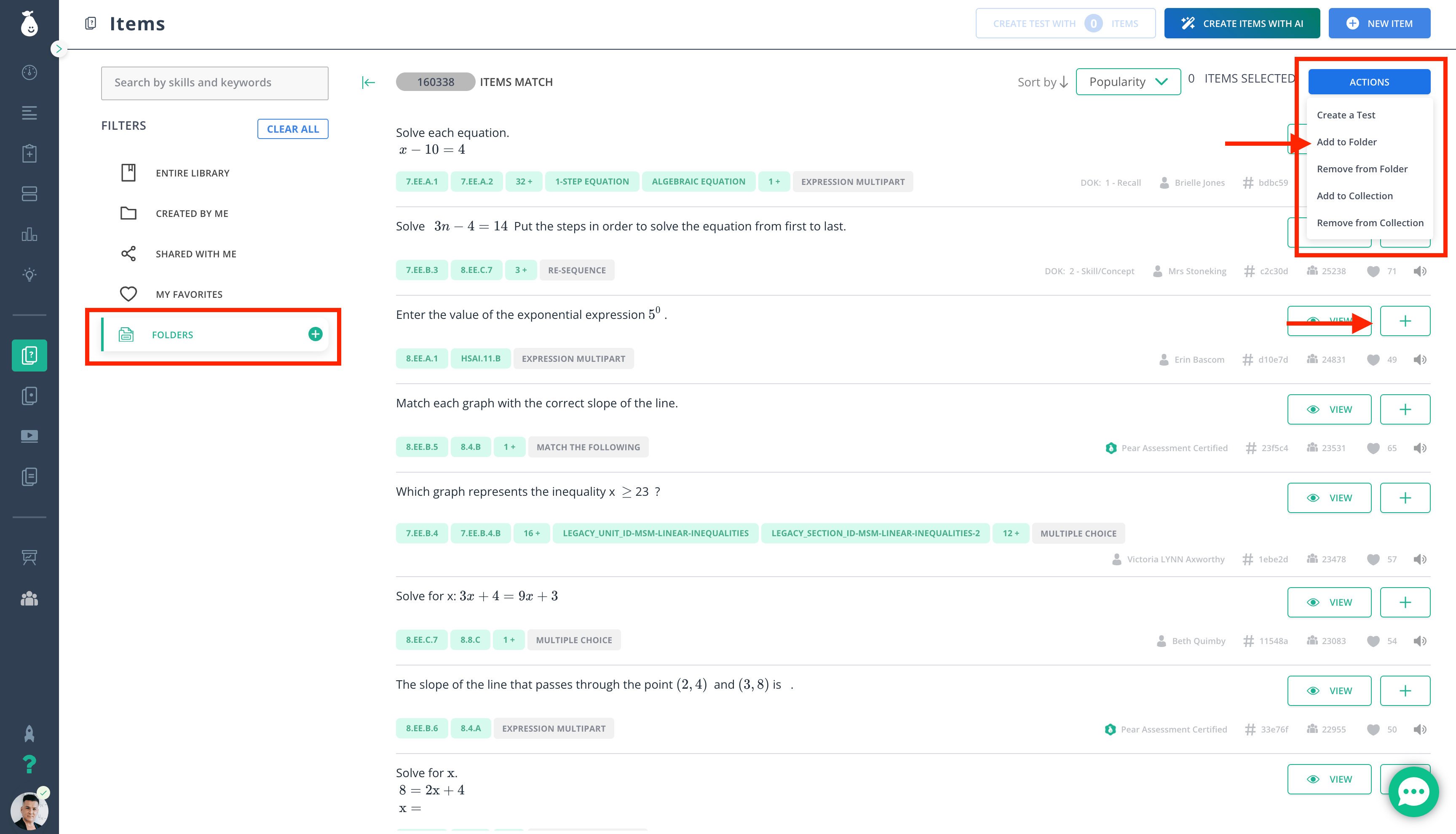 Create Folders for Items