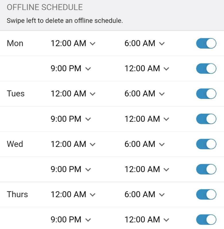 GoGuardian Parent App offline schedule interface