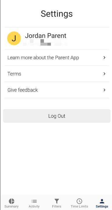 GoGuardian Parent App Settings page