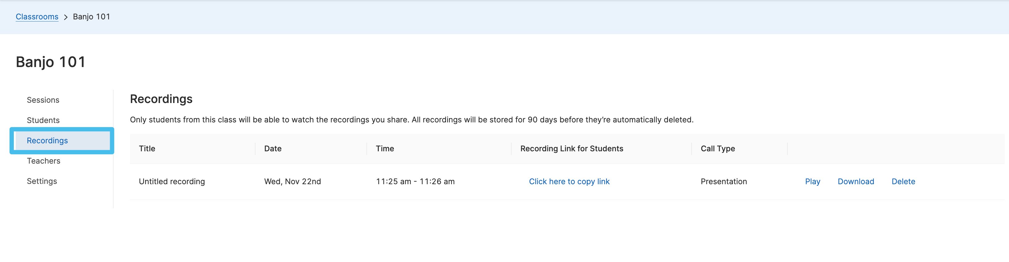 Access Presentation Recordings