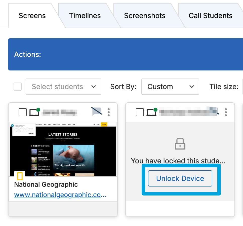 Lock a Student's Screen