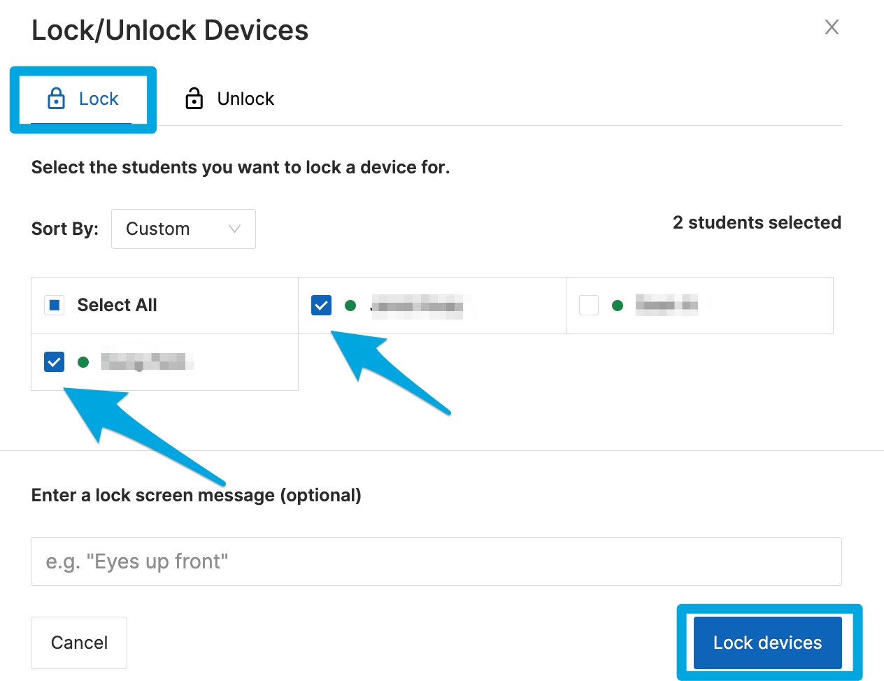 Lock a Student's Screen