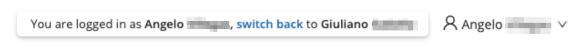 The "you are logged in a x" teacher message displayed for an administrator who has logged in as a teacher