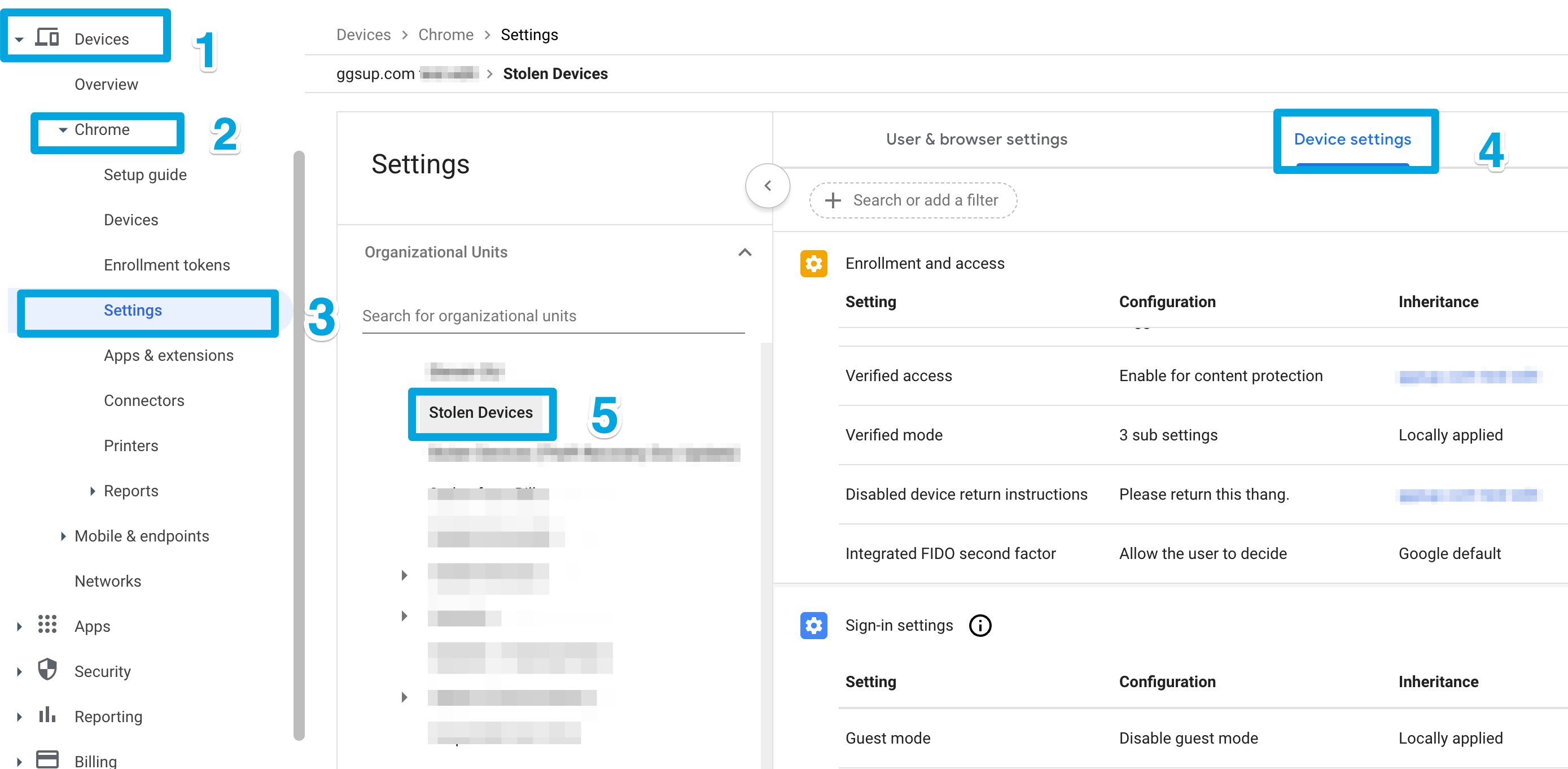 Set Up Theft Recovery in Google Admin Console