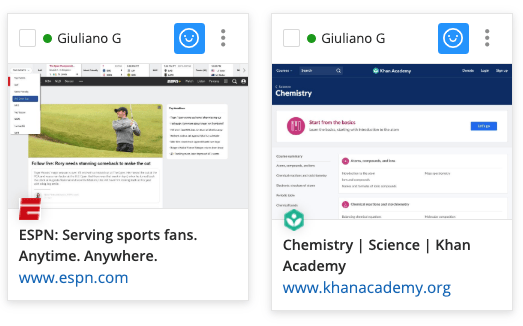 Two student tiles for student: Giuliano G. Giuliano G activity: ESPN: Serving Sport fans.Anytime. Anywhere.β¦