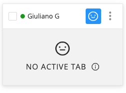 Student's tile displaying the 'No Active Tab' message and a neutral face emoji