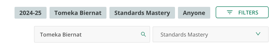 View of sub-filters available.