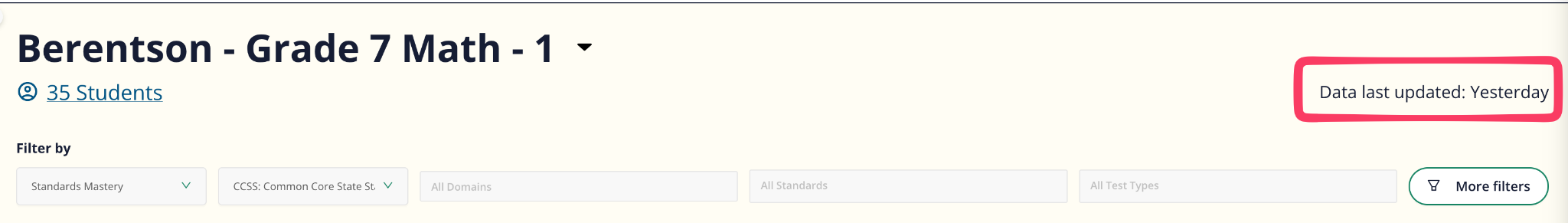 The Data last updated timestamp next to the class name.