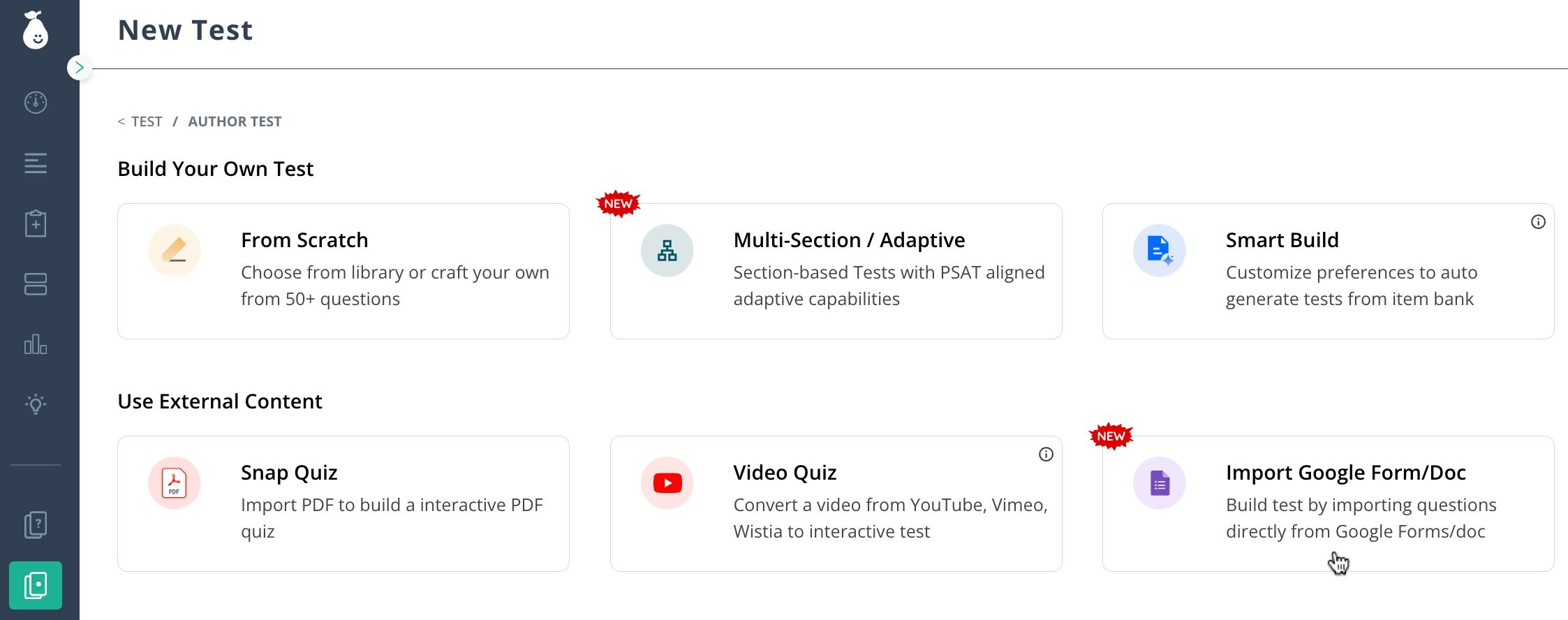 Import Google Form/Doc from Test Library