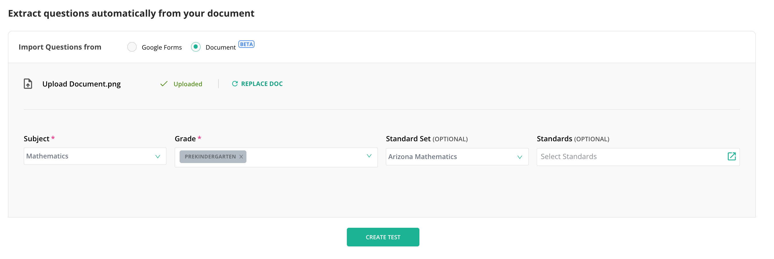 Fill out the required fields to assign attributes to the extracted questions.
