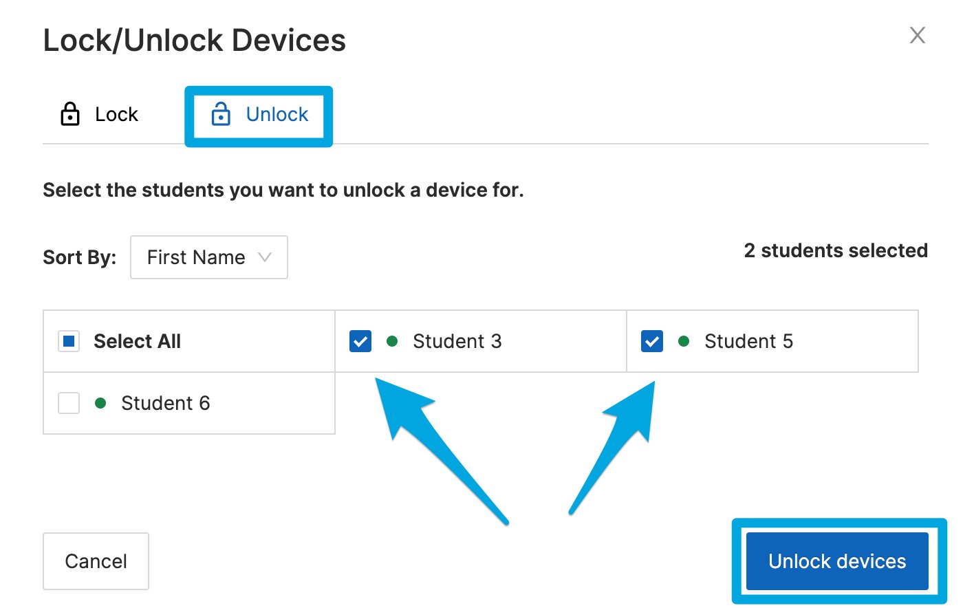 Unlock Multiple Students at Once