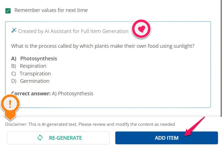 Generate Full Item