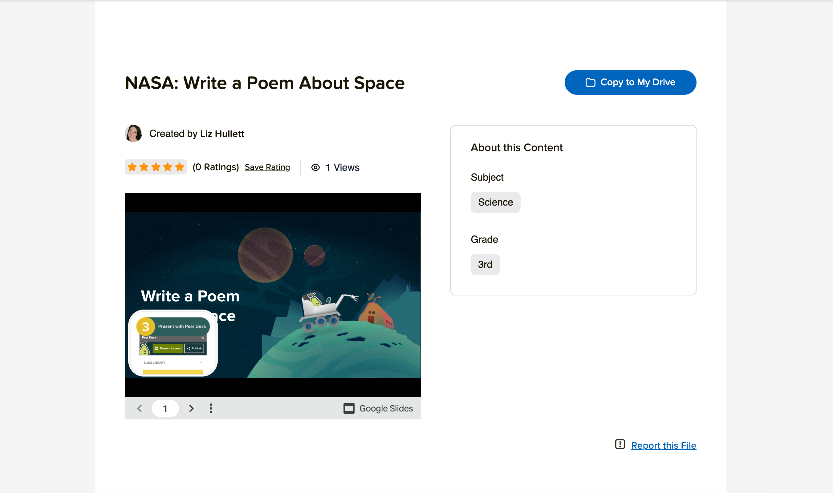 District Library deck page, save rating option