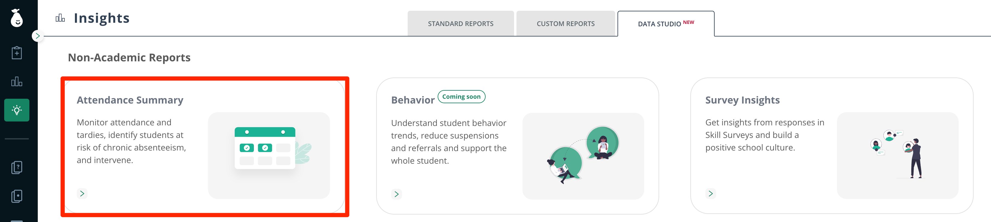 Attendance Summary report available in Data Studio.