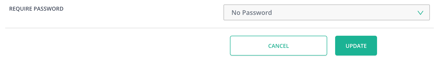 The Update button at the bottom of the Settings screen.