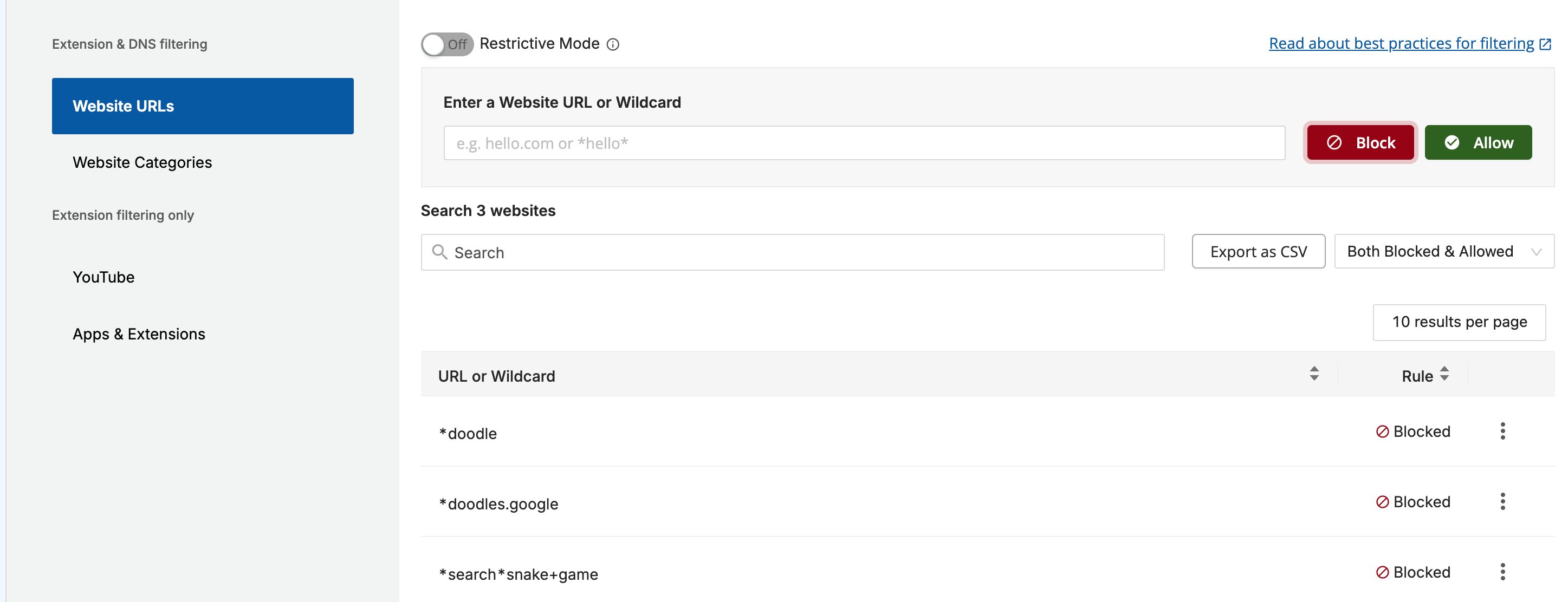 Apply URL and Keyword Filtering Rules