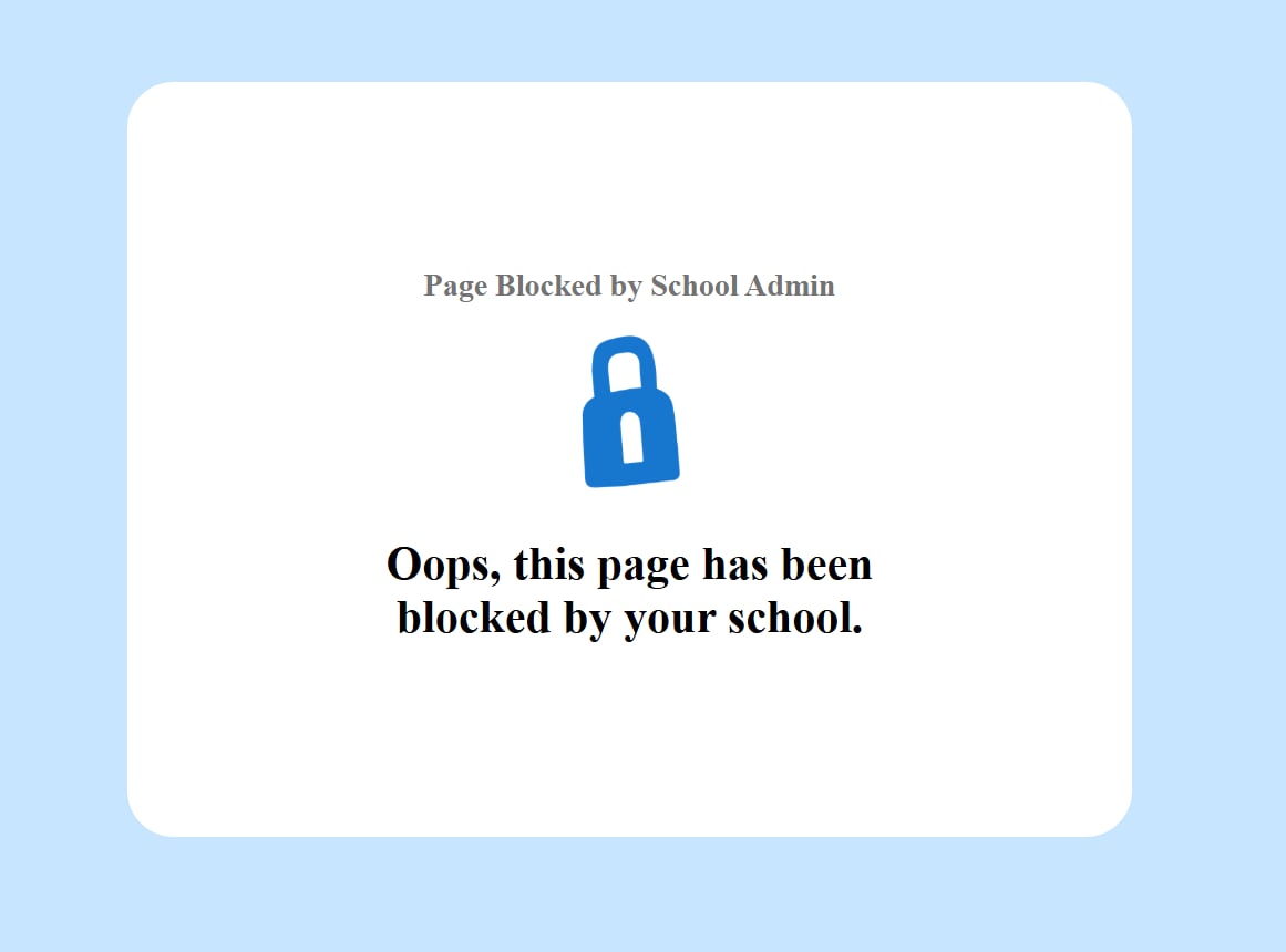GoGuardian logo and a text box being displayed for a webpage blocked by Smart Alerts