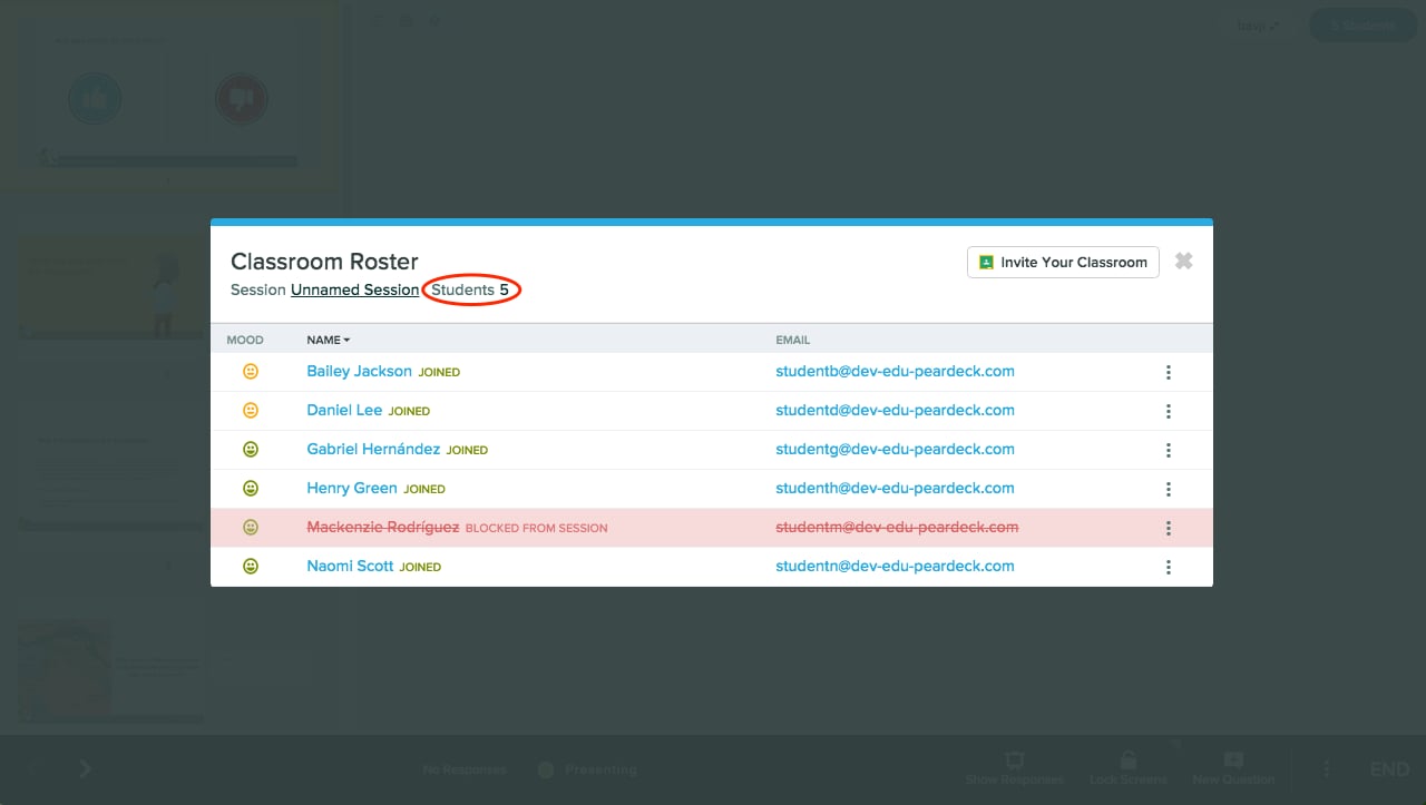 Blocked student, new session total