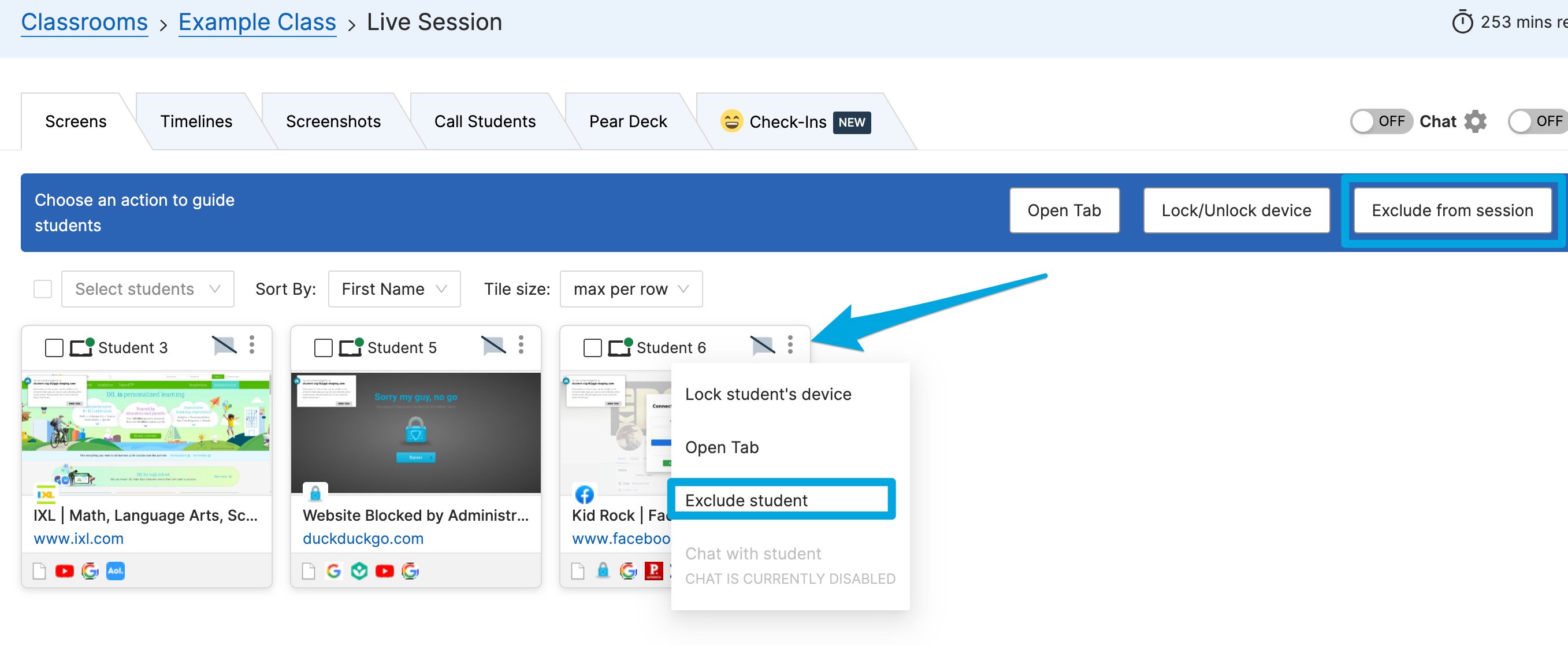 Exclude / Include Student